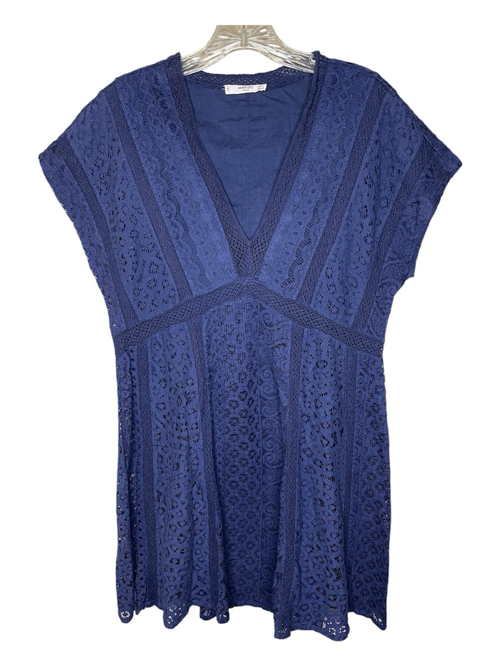 Mango Navy Blue Cotton Blend Dress Sz XS